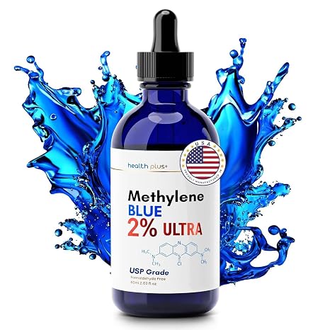 High Purity Methylene Blue Drops 2% Solution, USP Grade, 60ml Methylene Blue Pharmaceutical Grade, Formaldehyde-Free, Alcohol-Free, Third-Party Tested (2% Ultra)