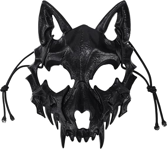 OIDEA Black Tiger Skull Mask: Tiger Yasha Dragon God Tengu Deer Skull Mask Animal Cosplay Halloween Easter Carnival Costume Party Masks for Drama Performance