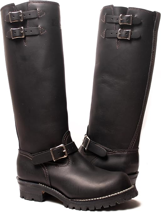 Wesco 16" Boss 2-Strap Wide Calf Lined Black Leather Boots USA