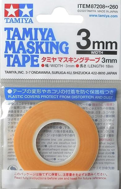 Tamiya 87208 mm/18m Maskierfilm (L x B) 18m x 3mm Masking Tape 3 mm/18 m, Model Making, Accessories, Orange, 3mm/18m