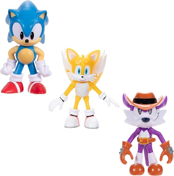 JAKKS Pacific Sonic The Hedgehog 2.5 Inch Articulated Action Figures from Wave #21 3-Pack - Includes Sonic, Tails, and Fang - Each Figure Has 5 Points of Articulation