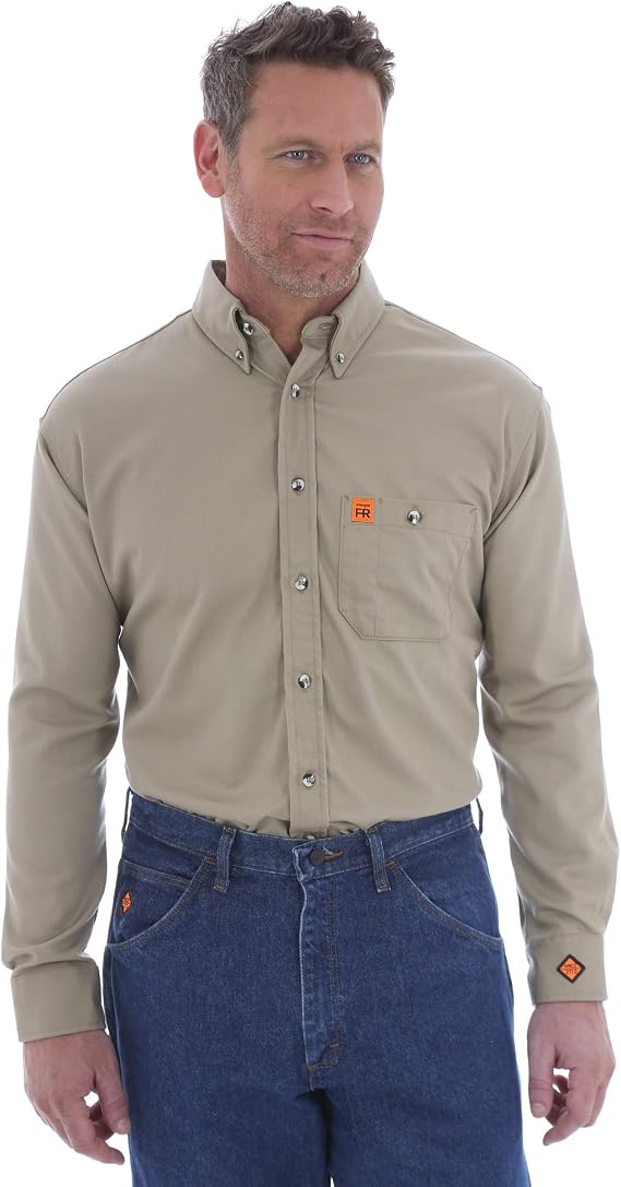 Wrangler Men's Riggs Workwear FR Flame Resistant Solid Shirt