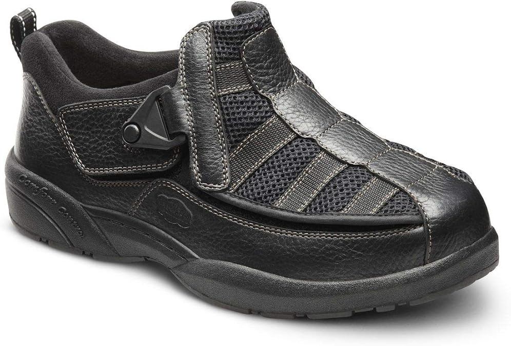 Dr. Comfort Edward X Double Depth Mens Walking Shoes-Leather and Mesh Stretchable Diabetic Shoes for Men