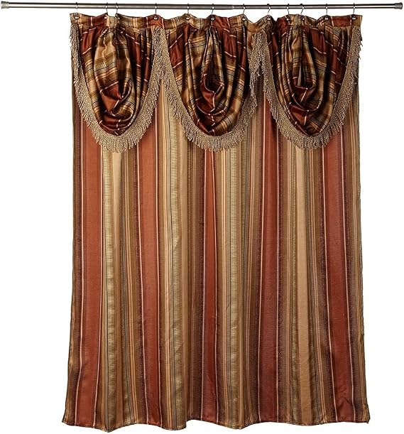 Popular Bath Contempo Bathroom Shower Curtain Luxury Classic Shower Curtain Contemporary Fabric Shower Curtain Unique Design Stylish Striped Shower Curtain, Spice color