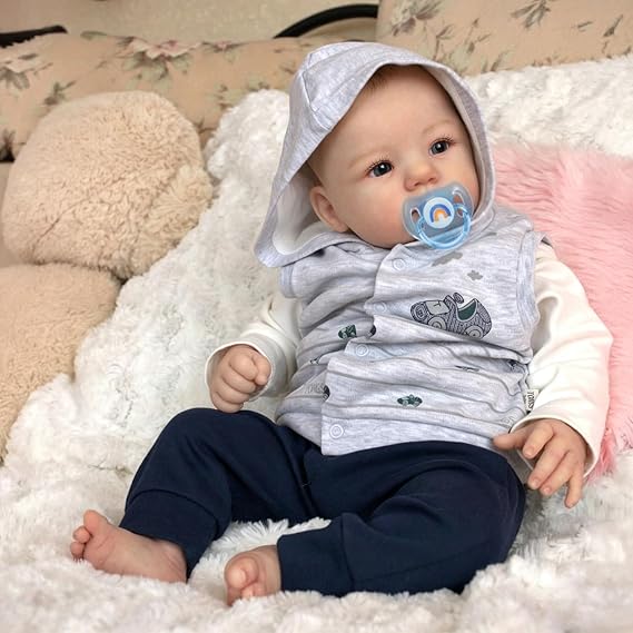 WOOROY Realistic Reborn Baby Doll, 18-Inch Lifelike Newborn Boy, Soft Body | Hand-Painted Hair, Cuddly, Weighted Cloth Body, Real-Life Feel, Accessories Included, Pretend Play, Giftable, Ages 3+