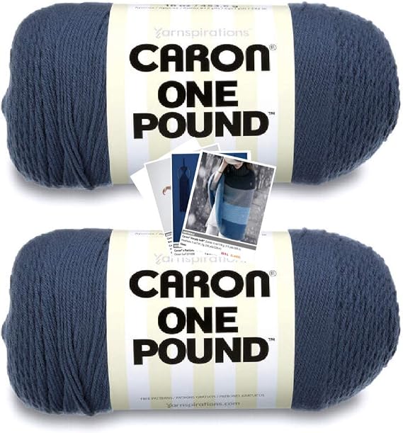 Caron One Pound Yarn - 2 Pack with Pattern Cards in Color (Cape Cod Blue)
