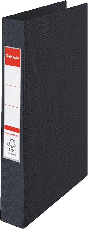 Esselte 2 Ring Binder, PP, Holds up to 190 Sheets, Vivida Range, 25 mm Spine, 14454 - A4, Black