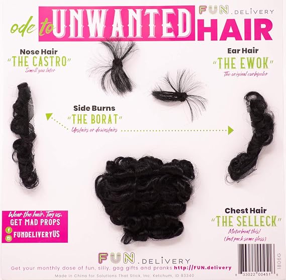 Ode To Unwanted Hair Gag Gift, Stick On Sideburns For Costumes & Parties | Funny Over The Hill Birthday Joke Gift, Halloween Props, White Elephant Gift Party & Pranks for Adults & Coworkers