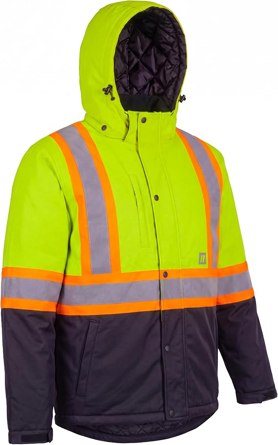 Forcefield Hi-Vis Softshell Winter Safety Jacket - Reflective Tape, Insulated, Water-Resistant, Snap-Off Hood
