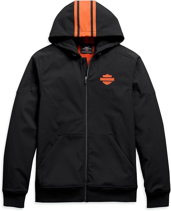 Harley-Davidson Men's Vertical Stripe Hooded Stretch Jacket, Black - 98408-20VM