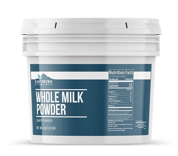 Earthborn Elements Whole Milk Powder 1 Gallon, Light Sweet Taste (64 Ounce)