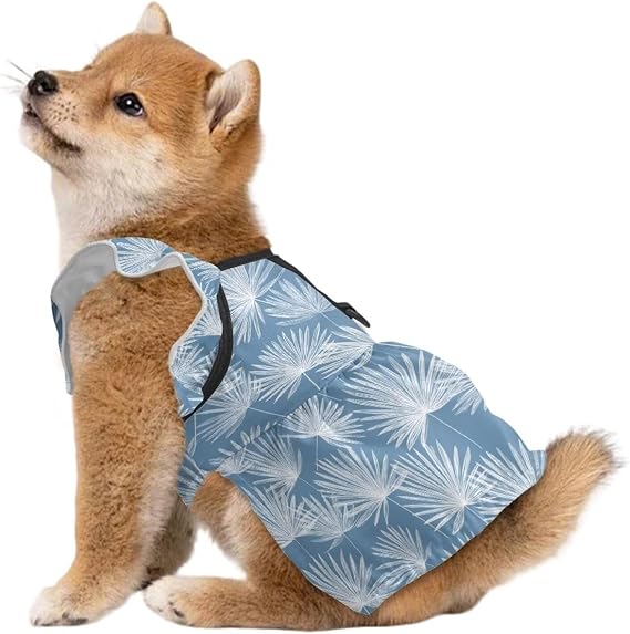 Dandelion Blue Pattern Dog Dresses Elegant Puppy Sundress Fashion Chihuahua Clothes Doggie Dress Holiday Birthday Party Costume Clothing Set -L