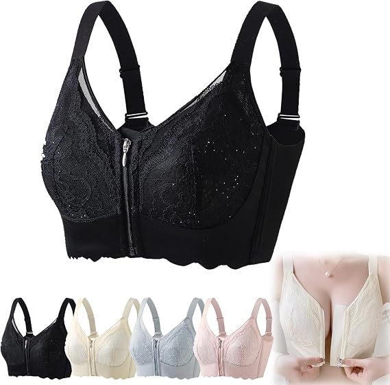 Front Zip Powerful Support Comfy Bra, Bra for Women Wireless Full Coverage