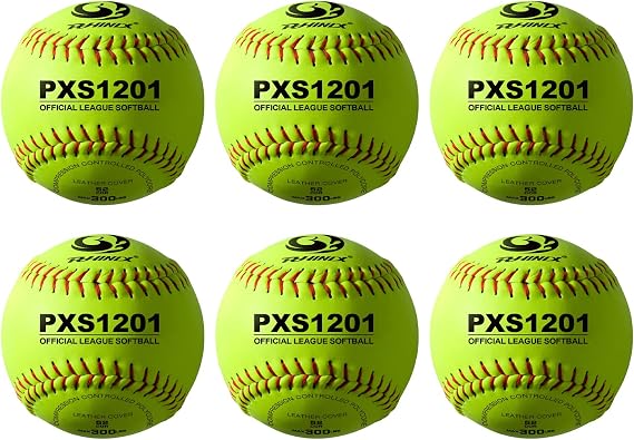 PHINIX Slow-Pitch Split Leather Softballs Professional Quality Practice Competitions 11" & 12" Options (COR .52 / Comp.300)