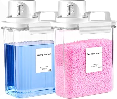 64 OZ Laundry Detergent Dispenser, Liquid Laundry Soap Dispenser, Fabric Softener Dispenser, Scent BoosterLaundry Powder Holder & Container, Laundry Room Organization and Storage, 2PACK