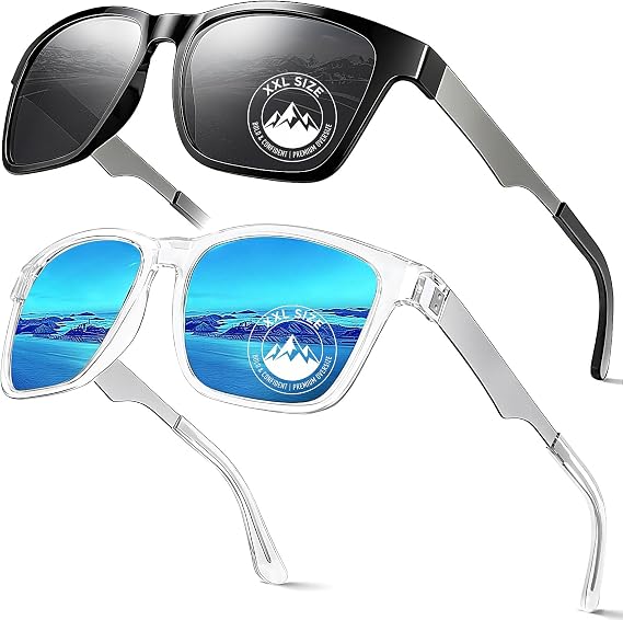 Ultralight 158MM XXL Larger Polarized Sunglasses Men, Scratch/Saltwater Resistant/Oleophobic Lens with UV400