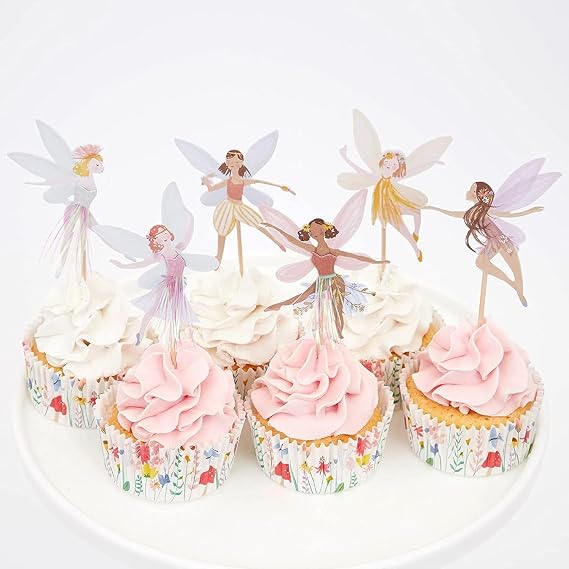 24 PCS Fairy Cupcake Topper, Birthday Party Cupcake Topper, Fairy Cake Decorations for Fairy Birthday Party Supplies, Baby Shower Supplies Fairy Wedding Decorations