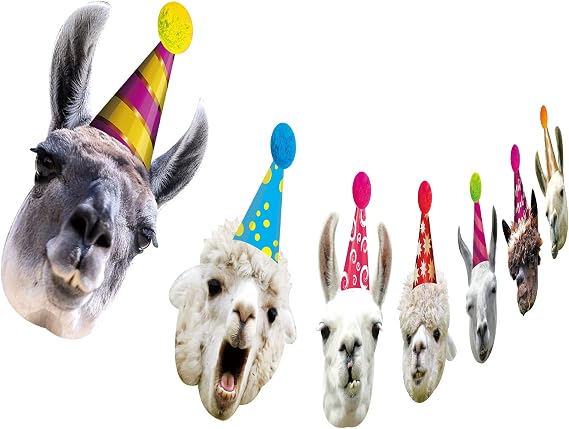 Llama Birthday Garland, Funny Alpaca Face Portrait Bunting, Hilarious Bday Party Decoration...