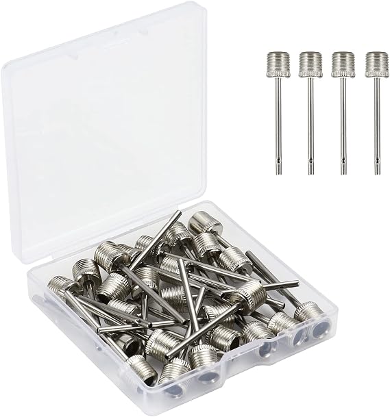 25pcs Air Pump Needle for Football, Basketball, Volleyball, Stainless Steel Ball Pump Inflation Needle with Storage Box, Ball Pump Air Inflating Pin