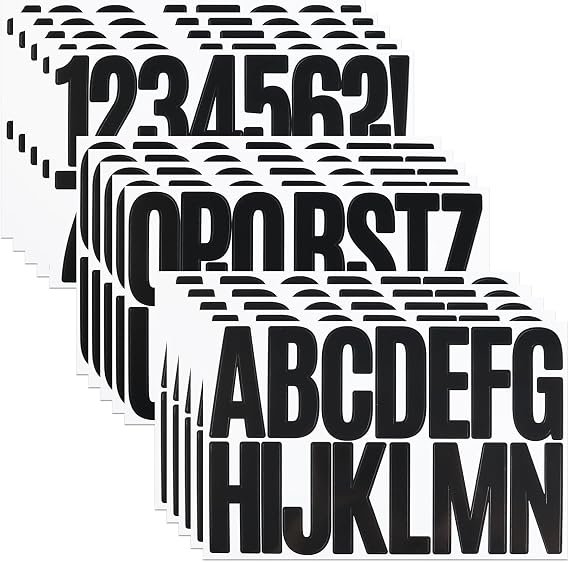 3 Inch Black Letter Number Stickers,15 Sheets 240 Pieces Adhesive Alphabet Sticker Decals for Scrapbook,Trucks,Mailbox Poster & Notice Board and Outdoor