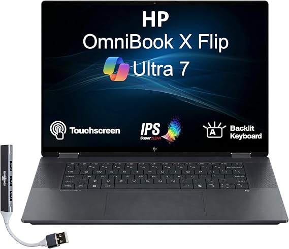 HP OmniBook X Flip AI Powered 2-in-1 Copilot+ Laptop 16.0" Touch IPS WUXGA