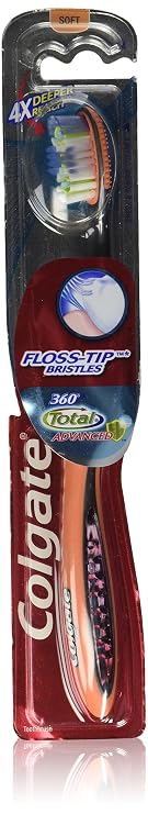 Colgate 360 Total Advanced Floss-Tip Bristle Toothbrush, Full Head Soft