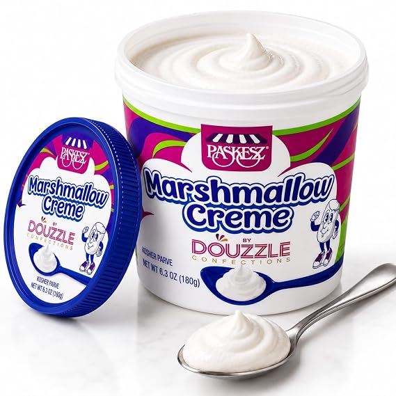 DOUzzle Kosher, Marshmallow Creme, Fluffy Marshmallow Cream Spread, Sweet Dessert Topping for Baking, Frosting & Treats, Crema de Malvavisco, 1 Pack (6.3 OZ) Original