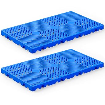 CroBlissful 2 Pcs Plastic Pallets 23.6 l x 11.8 W x 1.2 H Breathable Grid Floor Ventilation Pallet Lightweight Waterproof Wear Resistant Storage Pad for Supermarket Warehouse Garage Basement