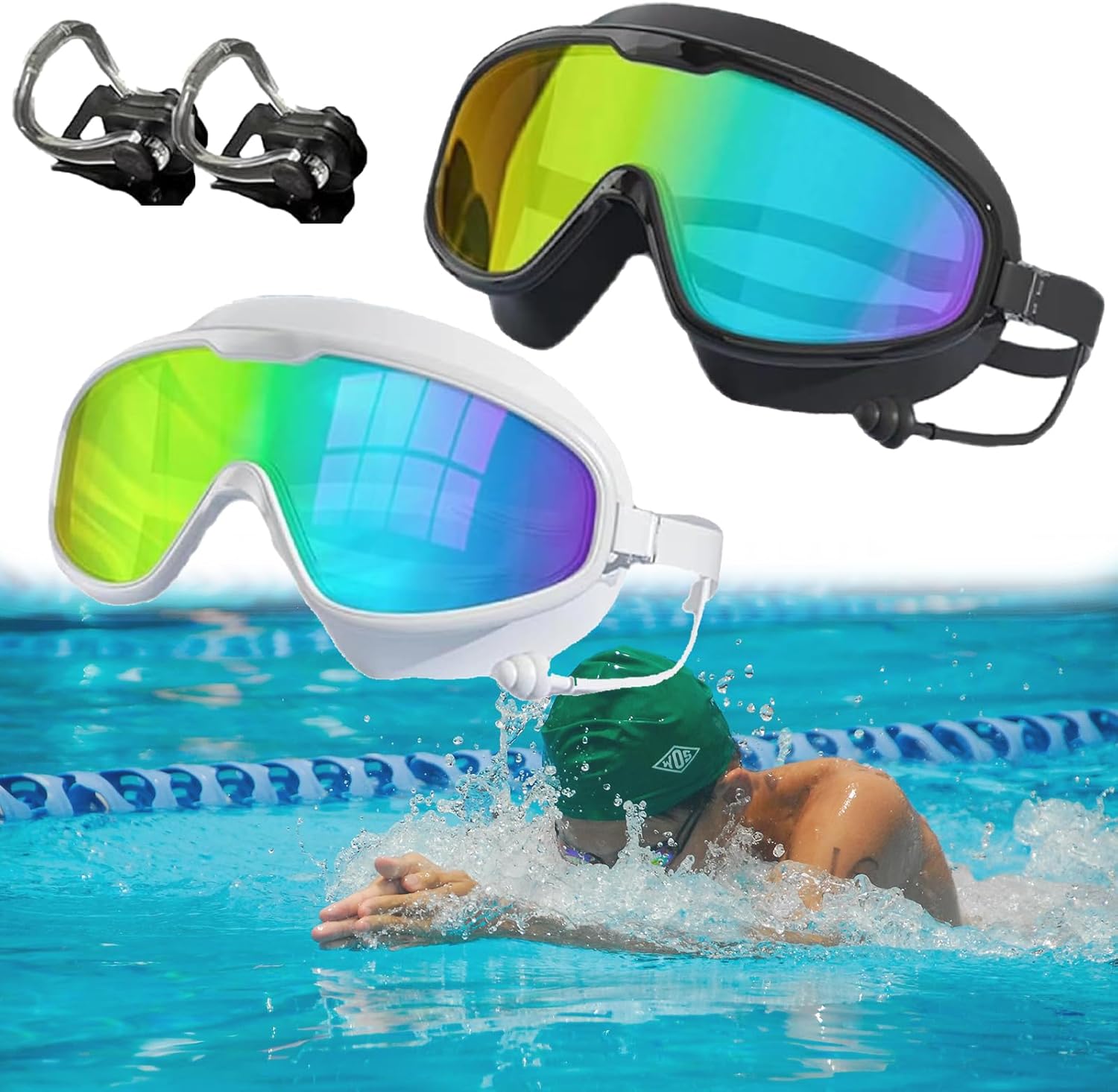 Completo Goggles, Compelto, Completo Swim Goggles, Recognizeknow HD Childrens Large Frame Waterproof and Anti-Fog