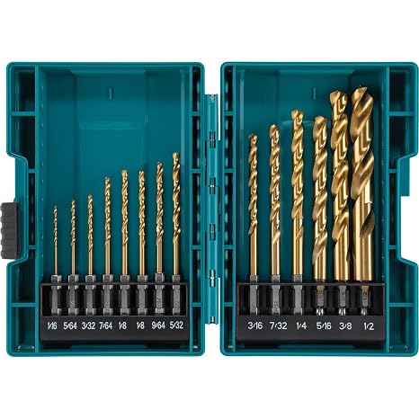Makita B-65399 Impact Gold 14 Pc. Titanium Drill Bit Set, 1/4 in. Hex Shank