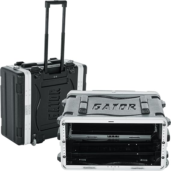 Gator Cases Lightweight Rolling 4U Rack Case with Heavy Duty Latches, Retractable Tow Handle, and Recessed Wheels, Standard 19.25" depth (GRR-4L)