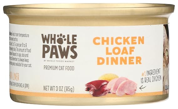 Whole Paws, Wet Cat Food, Chicken Loaf Dinner, 3 Ounce