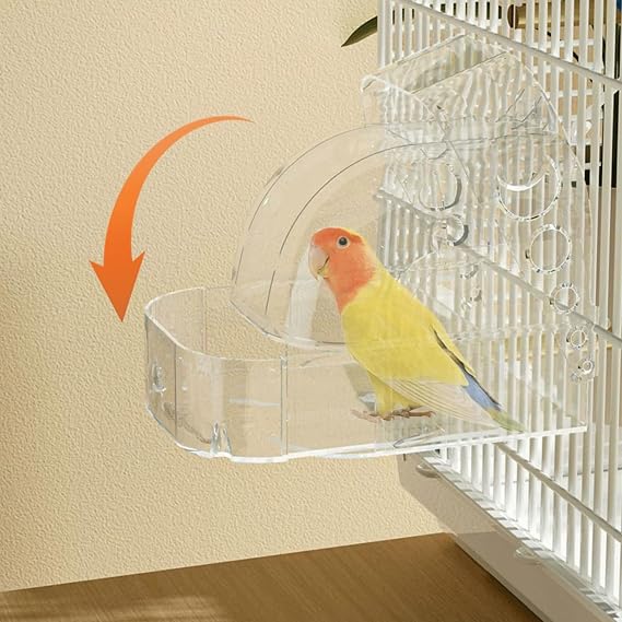 Bird Bath for Cage - Parakeets, Canaries & Finches(Transparent) | 6.1x5.1x6" versatile box for bathing, feeding, water, and hatching. Perfect size for lovebirds and other small pet birds