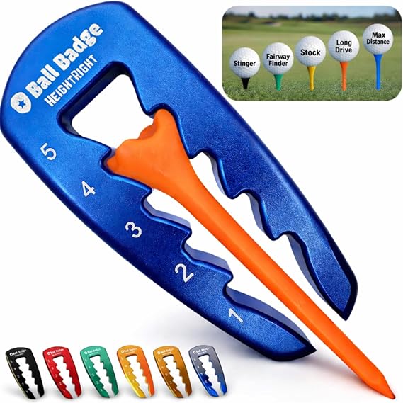 Adjustable Golf Tee Height Tool (5-Level Precision) Universal Fit for Wooden & Plastic Tees, Consistent Tee Height Setter for Drivers, Fairway Woods & Irons, Durable Aluminum Golf Swing Training Aid