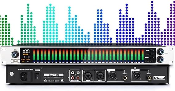 31-Band Stereo Graphic EQ, Digital Equalizer/Audio Spectrum Analyzer, with 10 Preset Effects, PC Debugging, Automatic Noise Reduction, High, Mid and Bass Adjustment
