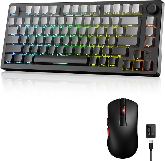 DAREU Wireless Keyboard and Mouse:EK75 PRO 75% Wireless Mechanical Gaming Keyboard &A950 Wing 35g Ultra-Lightweight 8K Polling Rate Wireless Gaming Mouse Combo