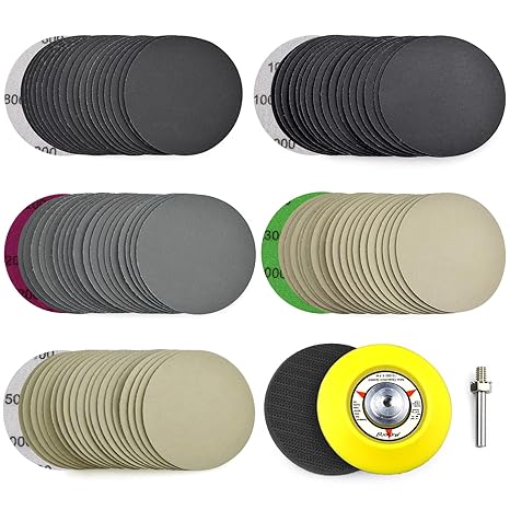 POLIWELL 3 Inch Sanding Discs 100PCS Heavy Duty Silicon Carbide
