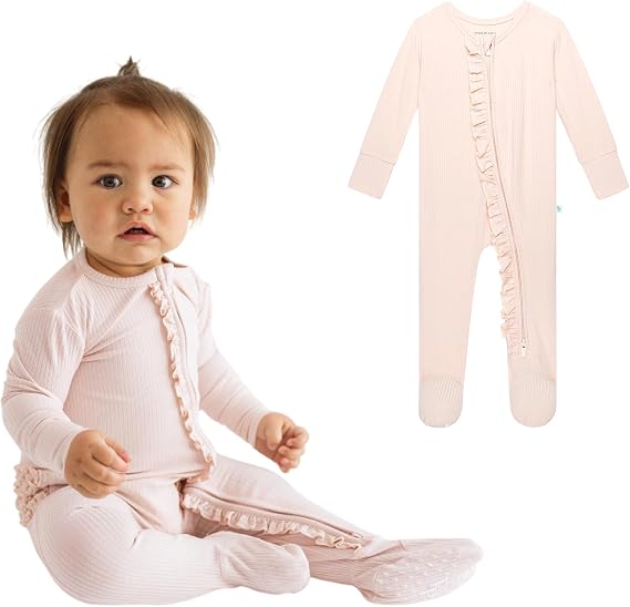 Posh Peanut Footie Pajamas for Baby Girls, Soft Viscose from Bamboo