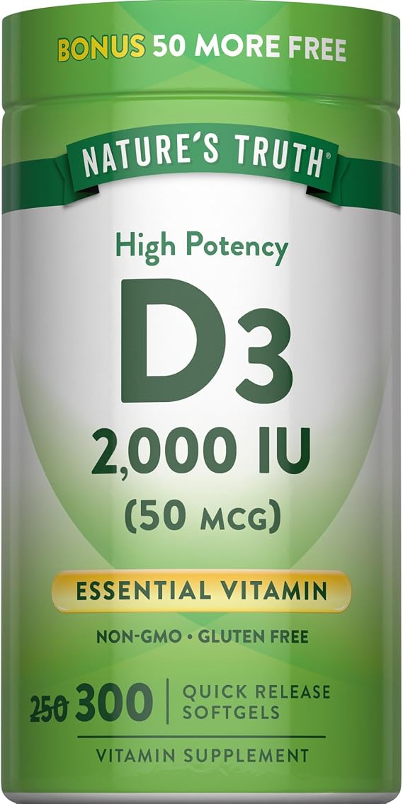 Nature's Truth Vitamin D3 2000 IU | 300 Softgels | High Potency Formula