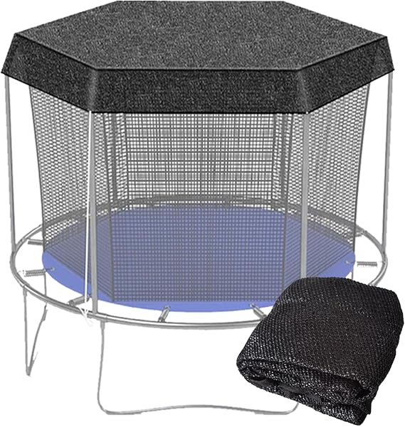 Trampoline Shade Cover, Outdoor Trampoline Sunscreen Net Top Cover for Playground Backyard, Black Easy to Install