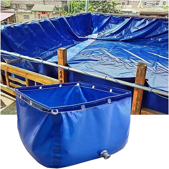 Pvc canvas pond with drain valve,Pvc canvas ponds, PVC Canvas Ponds With Drain Valve, Temporary Holding Tank For Saltwater Fish, 0.5mm Tarp Water Storage Pool For Fish Turtles Swimming(2x2x0.9m)