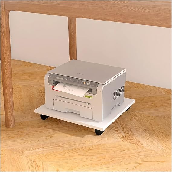 Printer Stand Under Desk Printer Stand Movable Printer Copier Stand with 4 Caster Wheels Office Under Desk CPU Holder Plant Tray Support (White ) Printer Stand for Desk (Size : 39x44x6.6cm)
