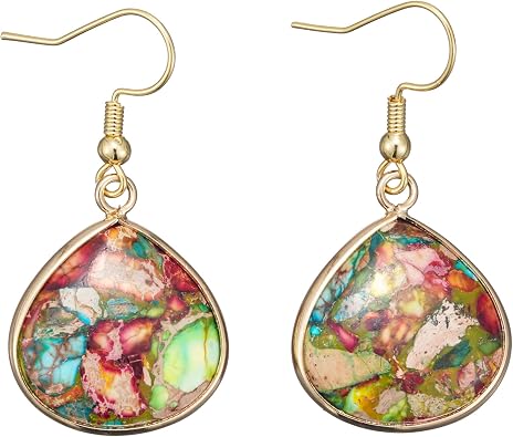 Plumiss Boho Women Natural Stone Earrings Unique Healing Gemstone Energy Hypoallergenic Lightweight Dangle Drop Earrings Multiple Styles Earrings Jewelry for Birthday Party Gift