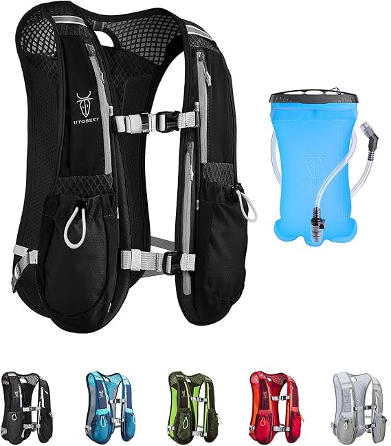 UTOBEST Running Vest Lightweight Hydration Vest Pack 5L UTR104 | 7 Pockets, Large Phone Holder, Comfort Fit, No Bounce, OSFM, Unisex, Great for Entry Leve Trail Running, Park Run, Marathon