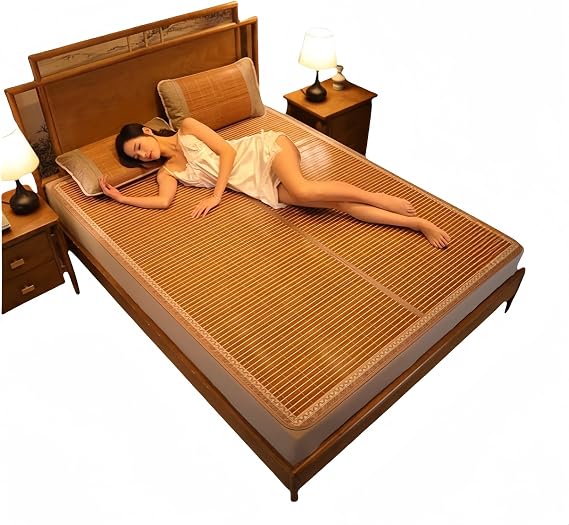 Bamboo Sleeping Mat, Sleeping Mat, Breathable Folding Bed Double-Sided Bamboo Mat, Bedding for Home School Dormitory(2.0m)