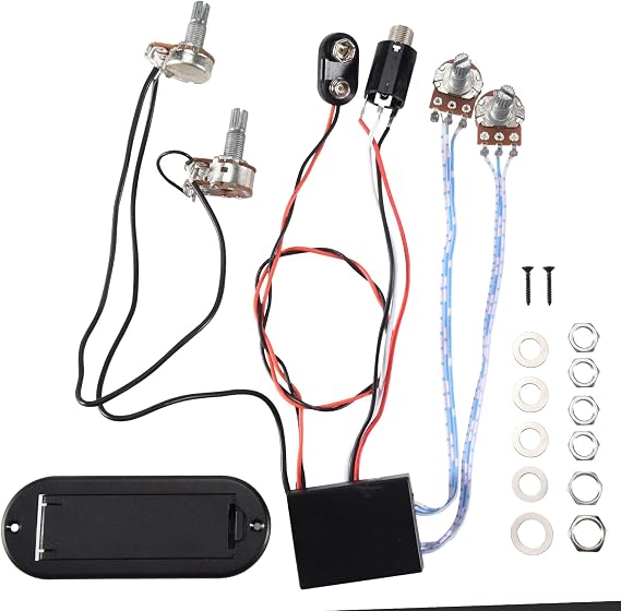 2 Band Active Bass Guitar EQ Equalizer Preamp Circuit Pickup Black, 156724