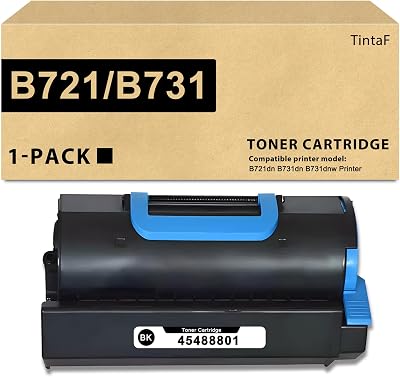 B721 B731 Toner Cartridge 45488801 Replacement for OKI B721 B731 Toner for Okidata B721dn B731dnw B731dn Printer 1-Pack, Black