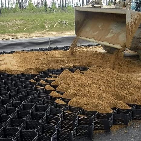 Ground Grid Polyethylene Gravel Grid Driveway Walkway Retaining Wall Reinforcement Mesh Soil Stabilizer, 2inch Tall Grids(4x7 m/13x23 ft)