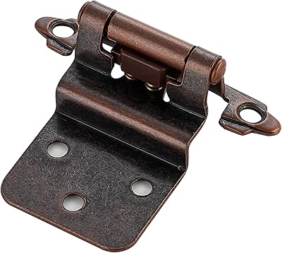 Home Expert 20 Pack 10 Pairs 38 Inch Inset Cabinet Hinges, Self-Closing Face Mount Hinges with Door Bumpers, Antique Copper for Kitchen Cabinets, Bathroom Vanities, Furniture Doors