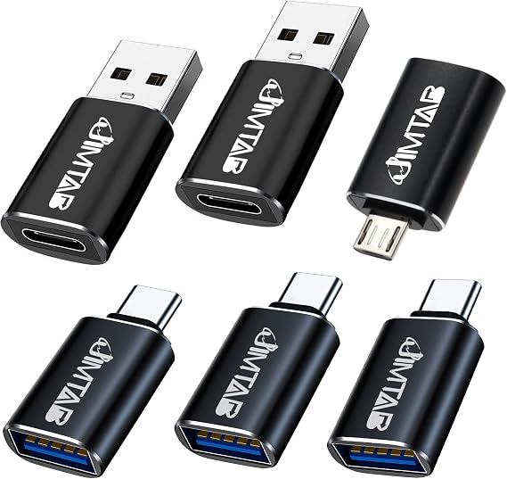 JIMTAB USB C to Micro USB Adapter, USB C to USB 3.0 Converters USB C to USB Chargers Adapter (6 Pack), Compatible with Old Android Phones, Digital Cameras, Security Cameras, Desk Lamps, Mobile Power